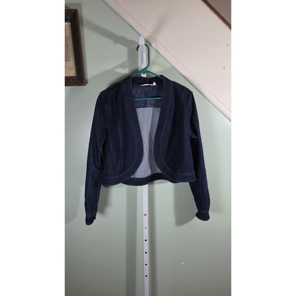 Soft Surroundings Ultimate Denim Bolero Jacket Dark Wash Cropped Womens Large